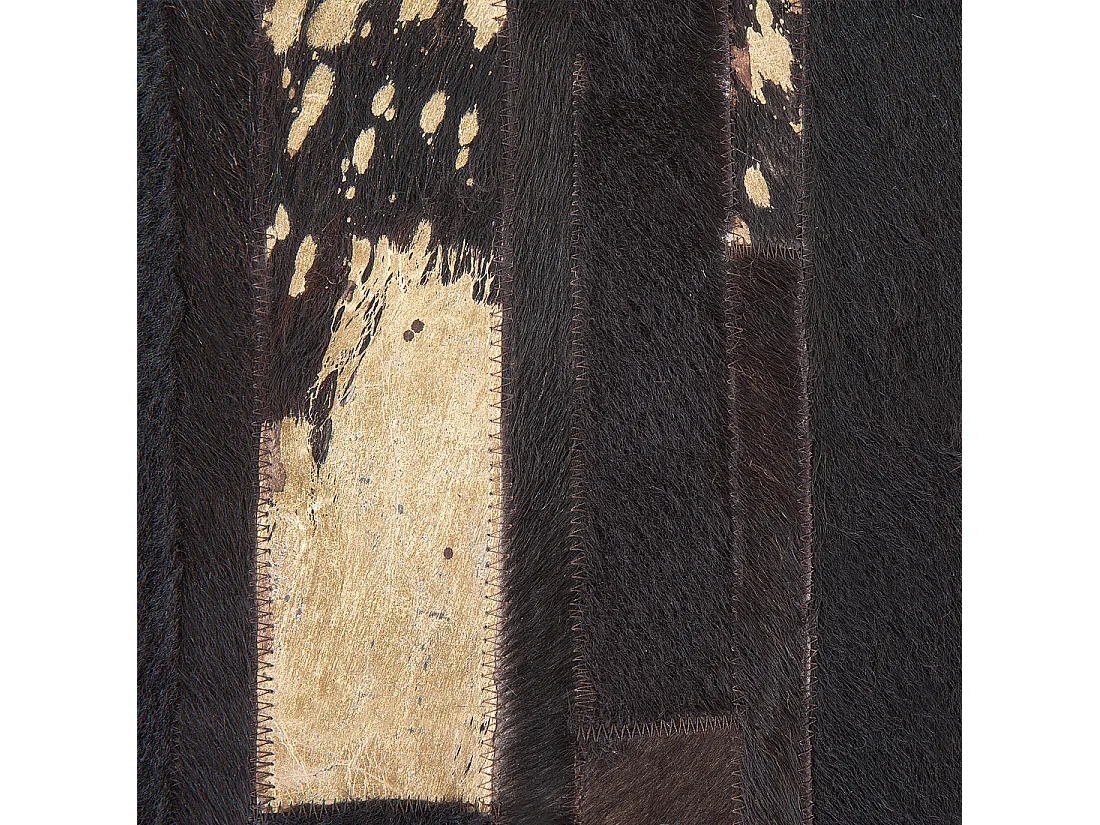 Moderner Lederteppich eckig Braun/Gold 140 x 200 cm Artvin