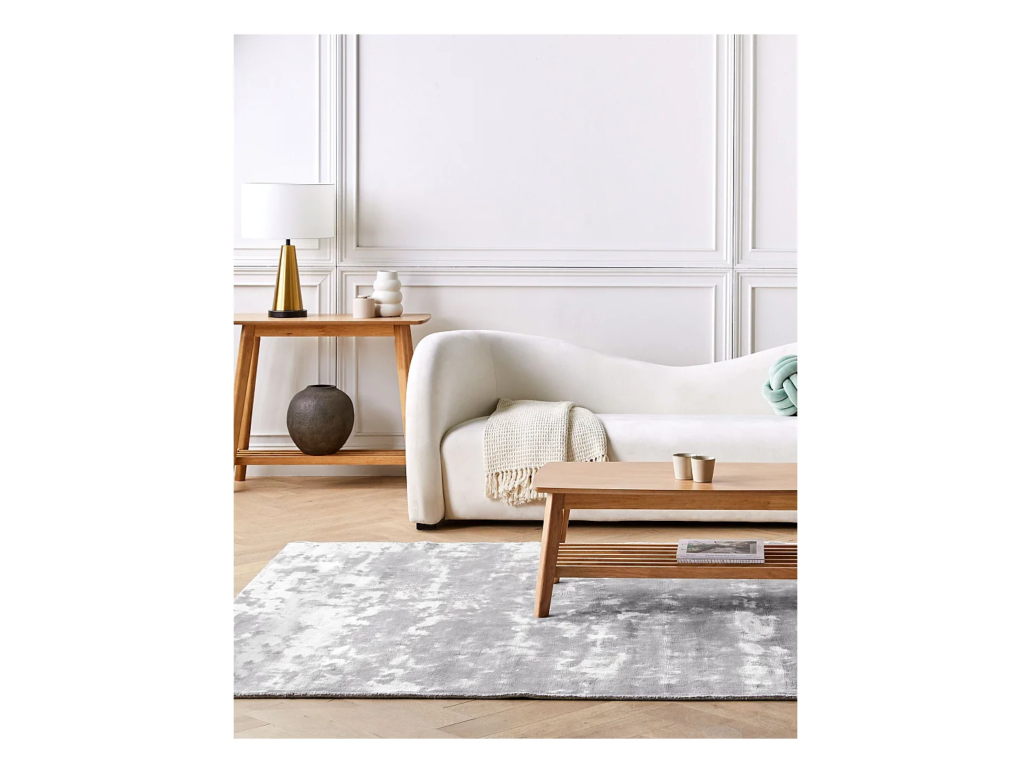 Tapis GESI II Gris clair 200 x 300 cm Soie artificielle