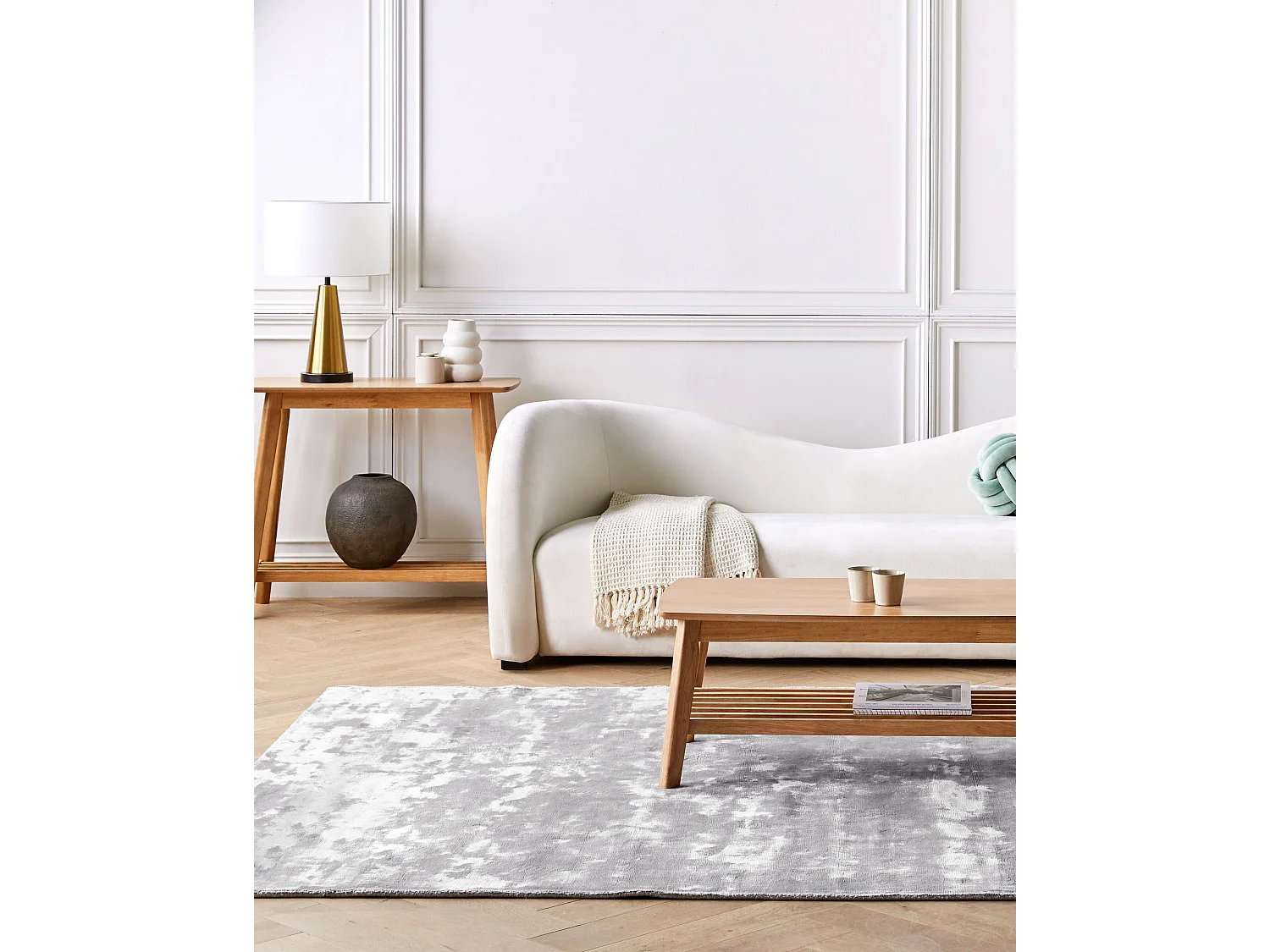 Tapis GESI II Gris clair 200 x 300 cm Soie artificielle