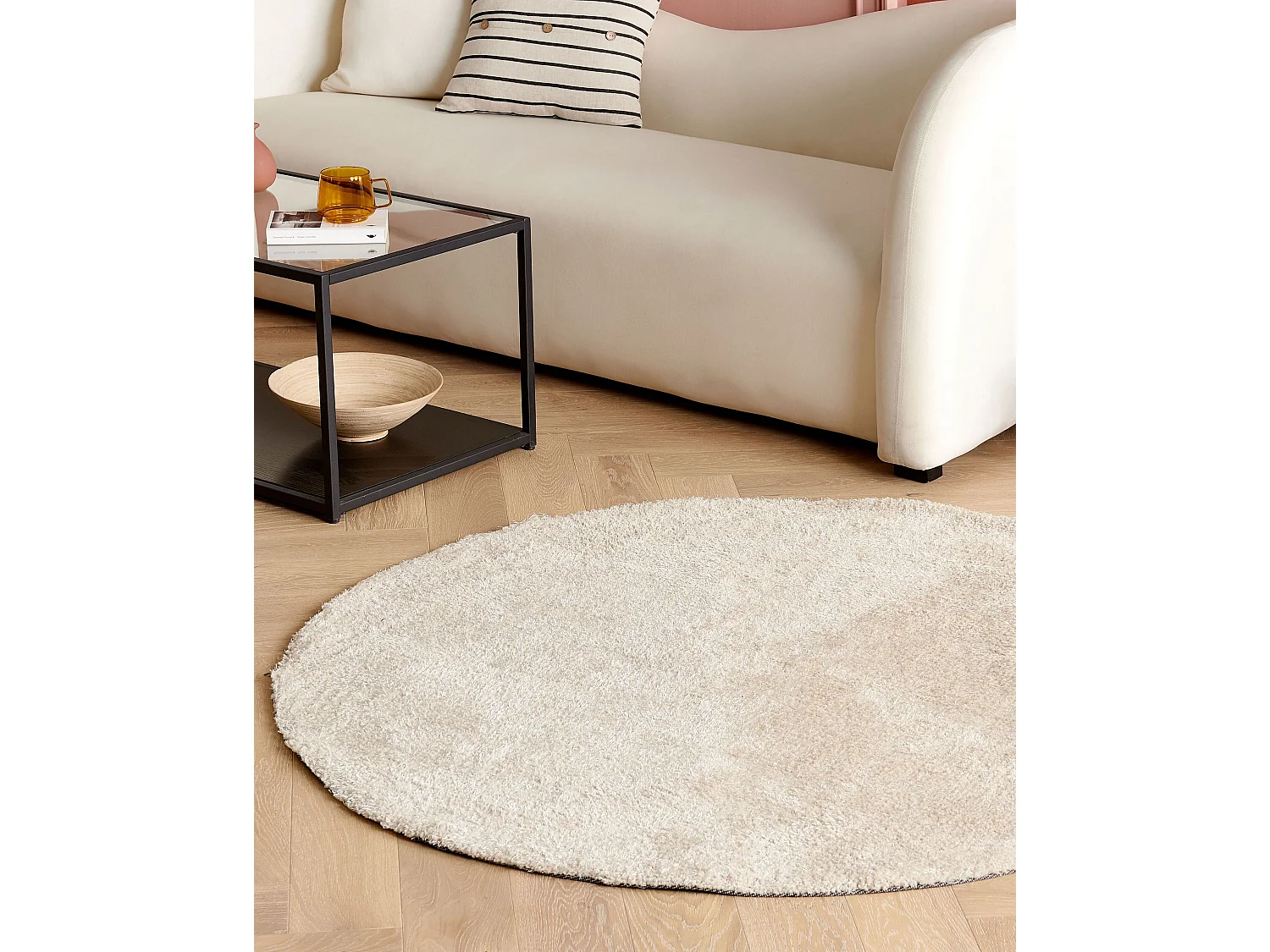 Tapis à poils longs DEMRE Beige clair ø 140 cm