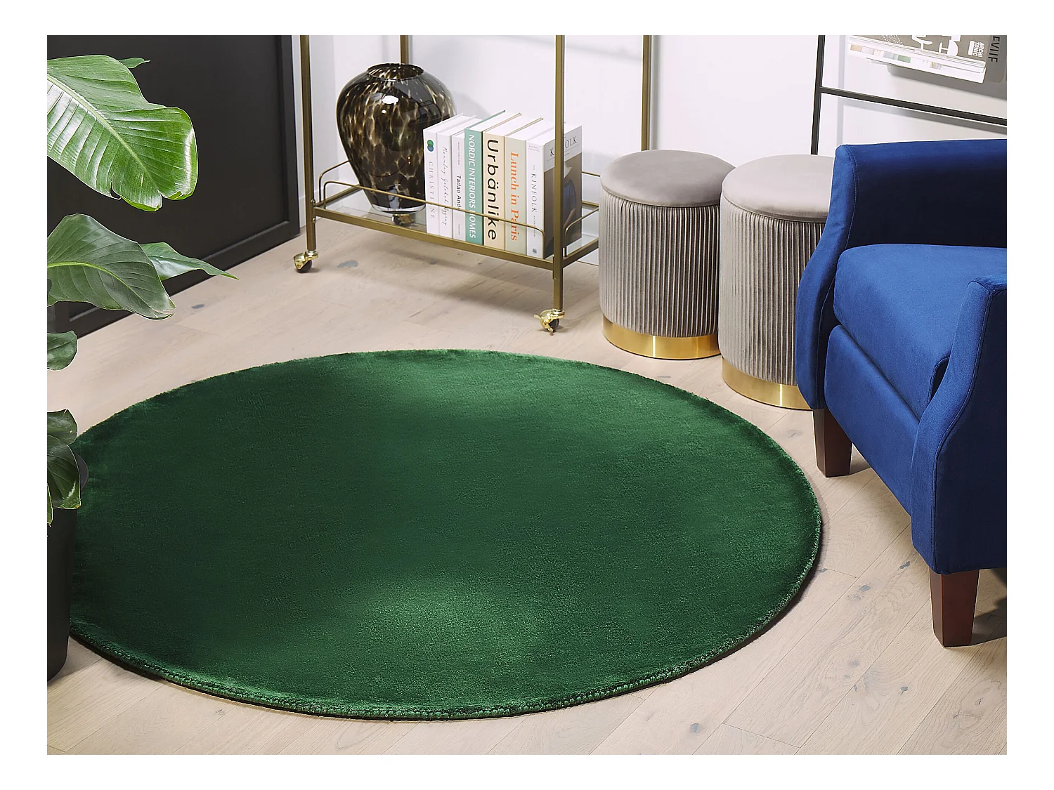 Tapis GESI II Vert émeraude ø 140 cm Soie artificielle
