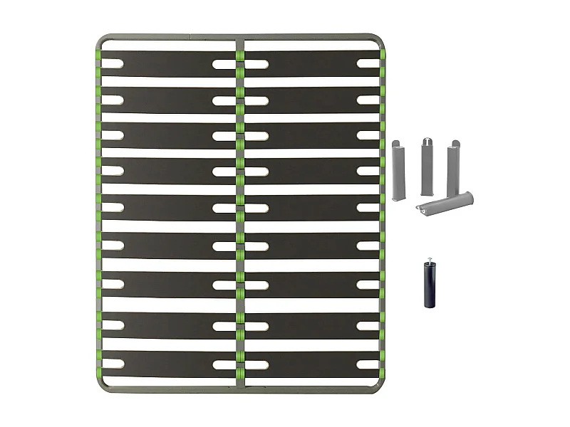 ALTOSENSO - Pack Sommier 2x9 Lattes 160x200cm + Pieds Gris + Pied Central