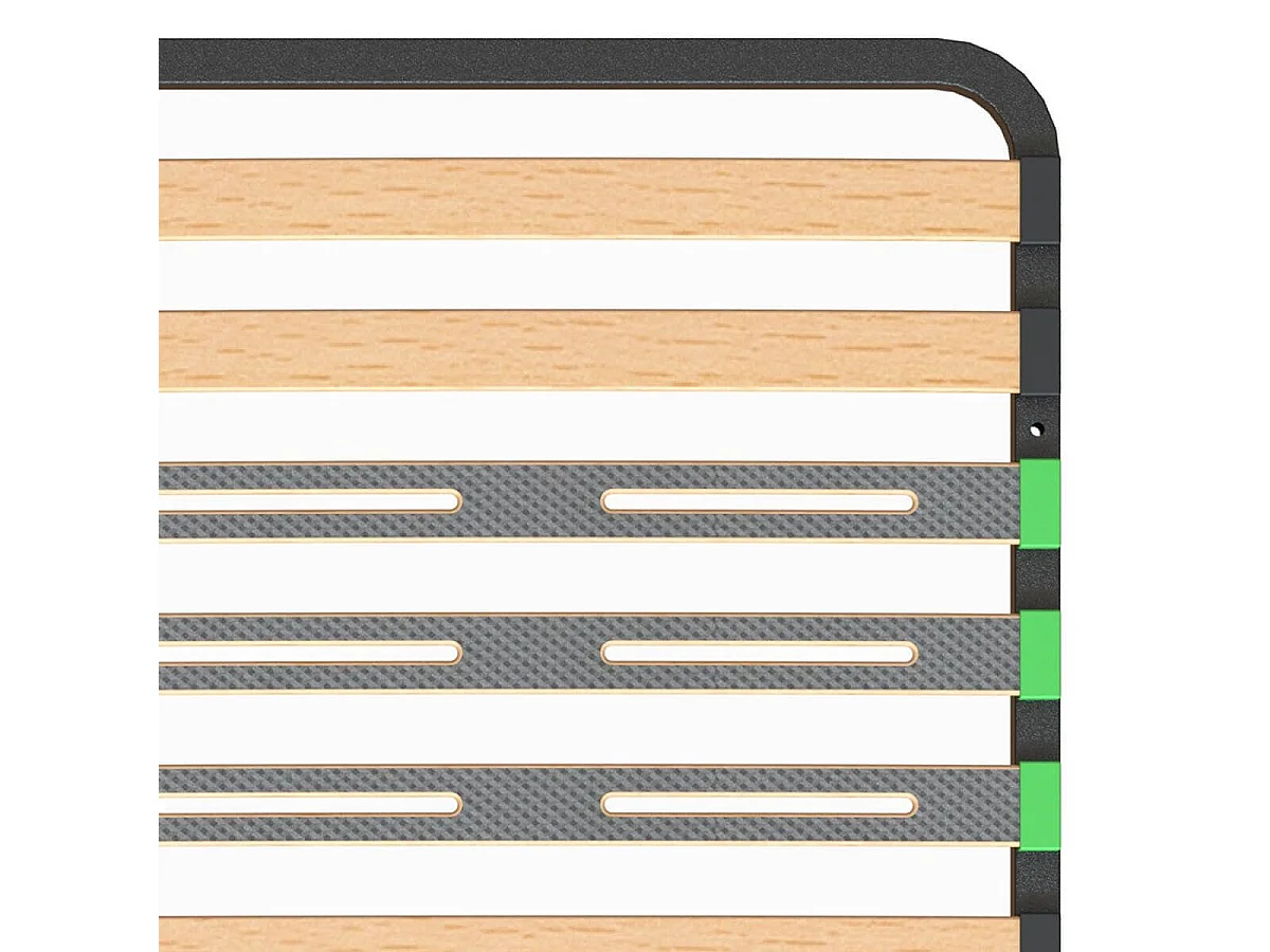 ALTOZONE - Pack Sommier 2x16 Lattes 140x190cm + Pieds Gris + Pied Central