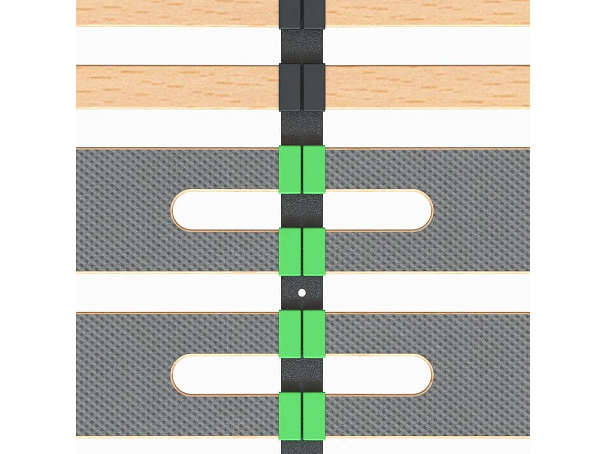 ALTOZONE - Pack Sommier 2x16 Lattes 140x200cm + Pieds Gris + Pied Central