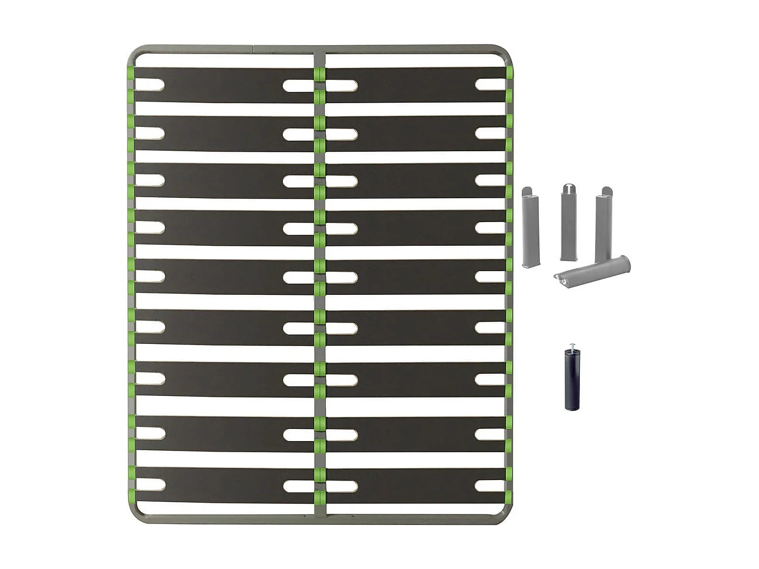 ALTOSENSO - Pack Sommier 2x9 Lattes 140x190cm + Pieds Gris + Pied Central