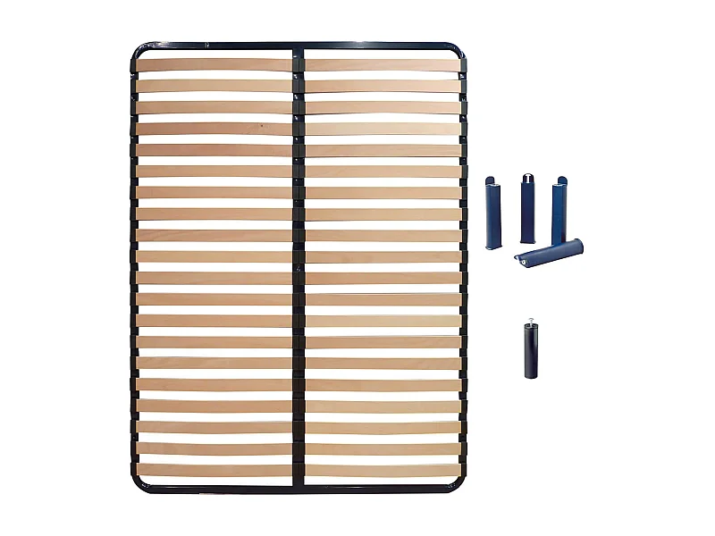 ALTOLATTES - Pack Sommier 2x20 Lattes 130x190cm + Pieds bleus + Pied central