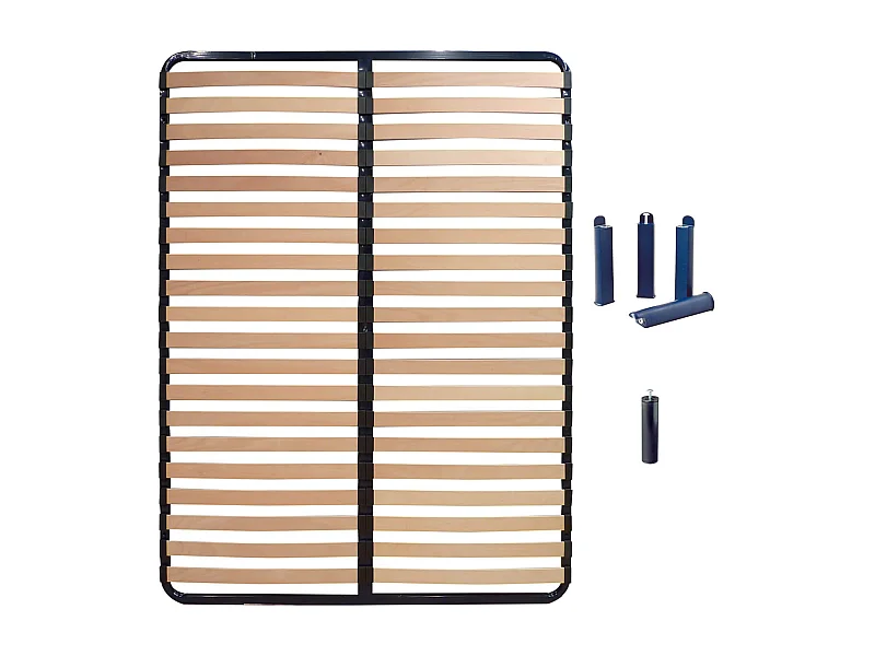 ALTOLATTES - Pack Sommier 2x20 Lattes 160x200cm + Pieds bleus + Pied central