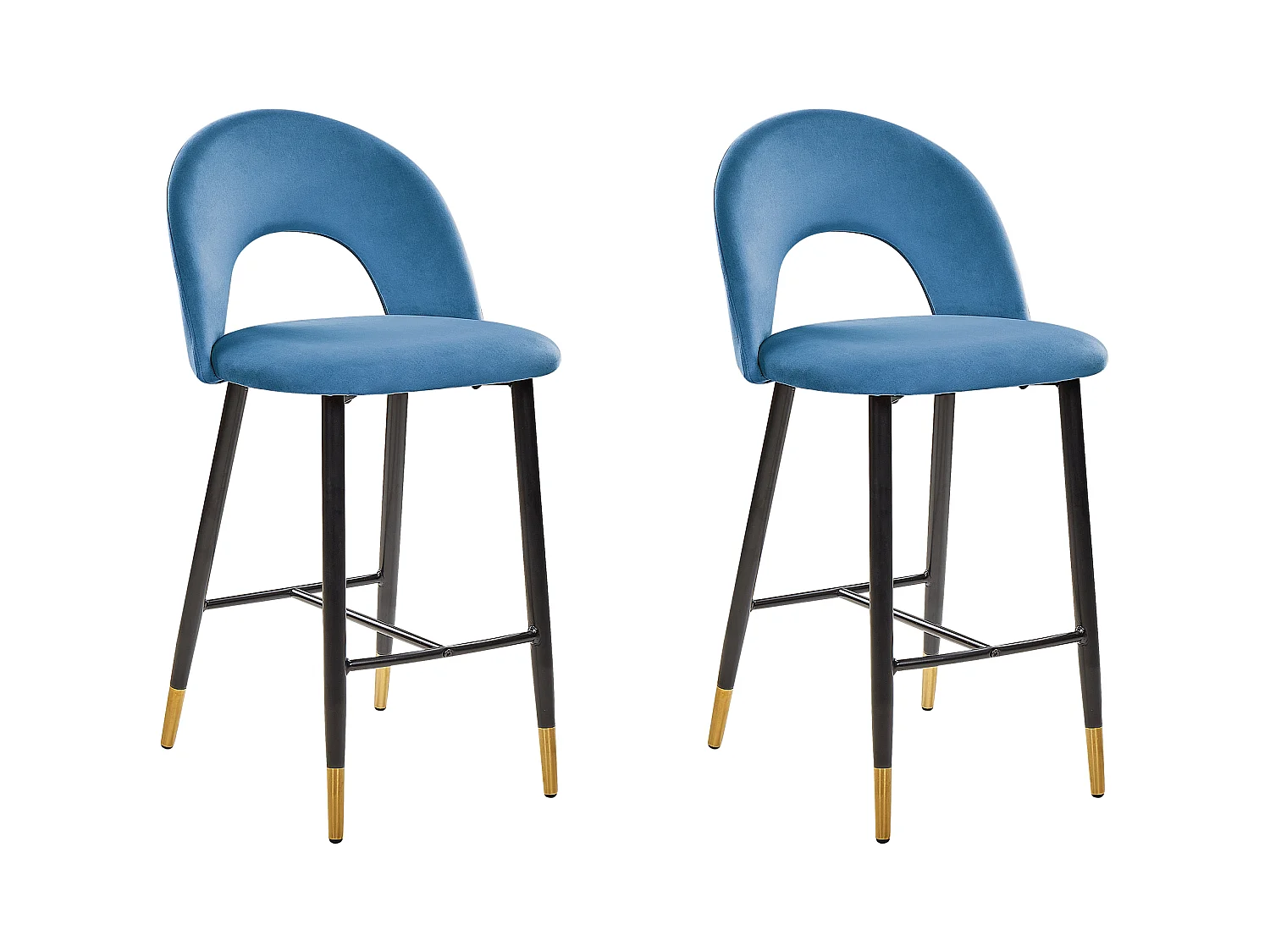 Lot de 2 chaises de bar FALTON Velours Bleu
