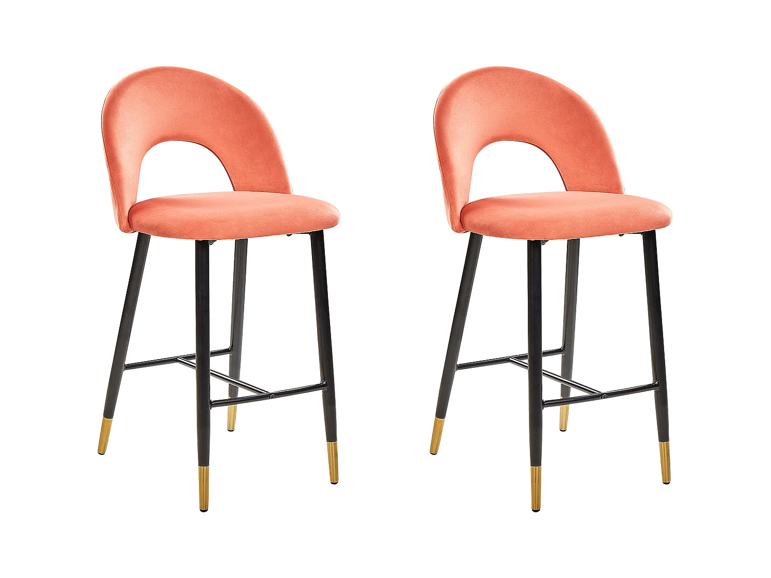 Lot de 2 chaises de bar FALTON Velours Corail