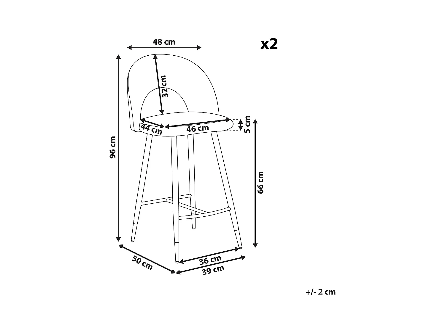 Set van 2 barstoelen FALTON Fluweel Koraalrood