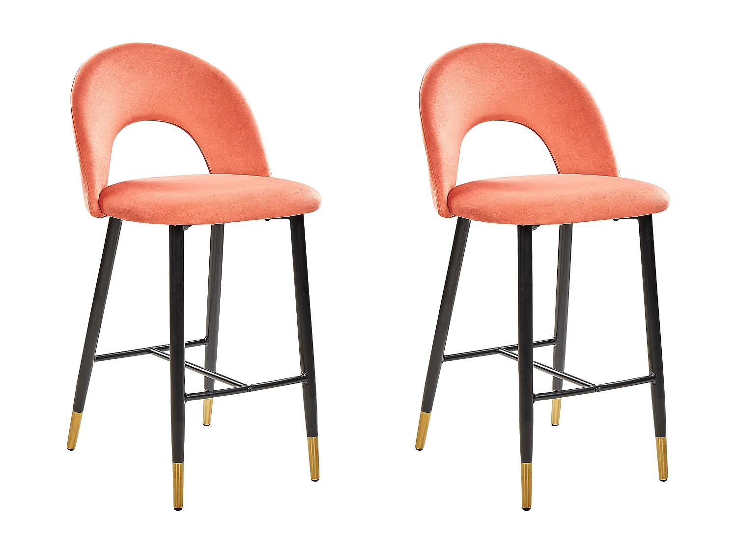 Lot de 2 chaises de bar FALTON Velours Corail