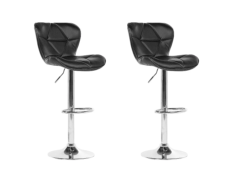 Barhocker 2er Set Kunstleder schwarz Metallgestell höhenverstellbar Valetta