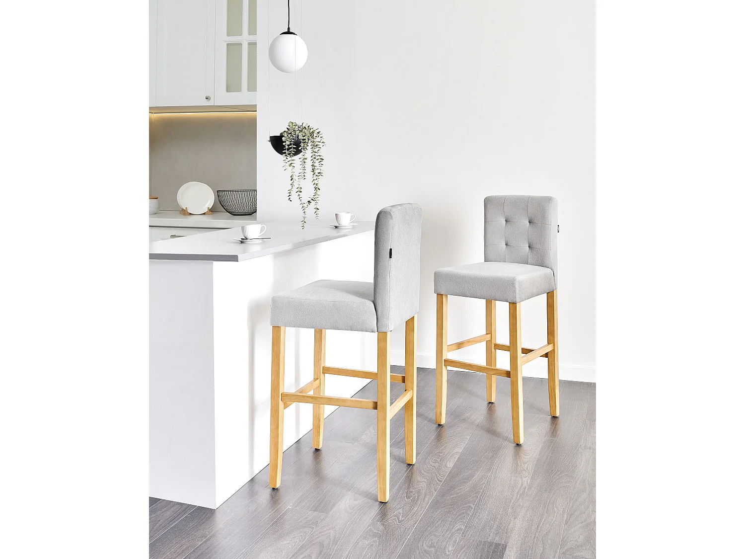 Lot de 2 chaises de bar MADISON Gris
