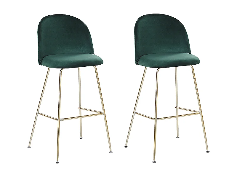 Conjunto de 2 sillas de bar ARCOLA Terciopelo Verde esmeralda