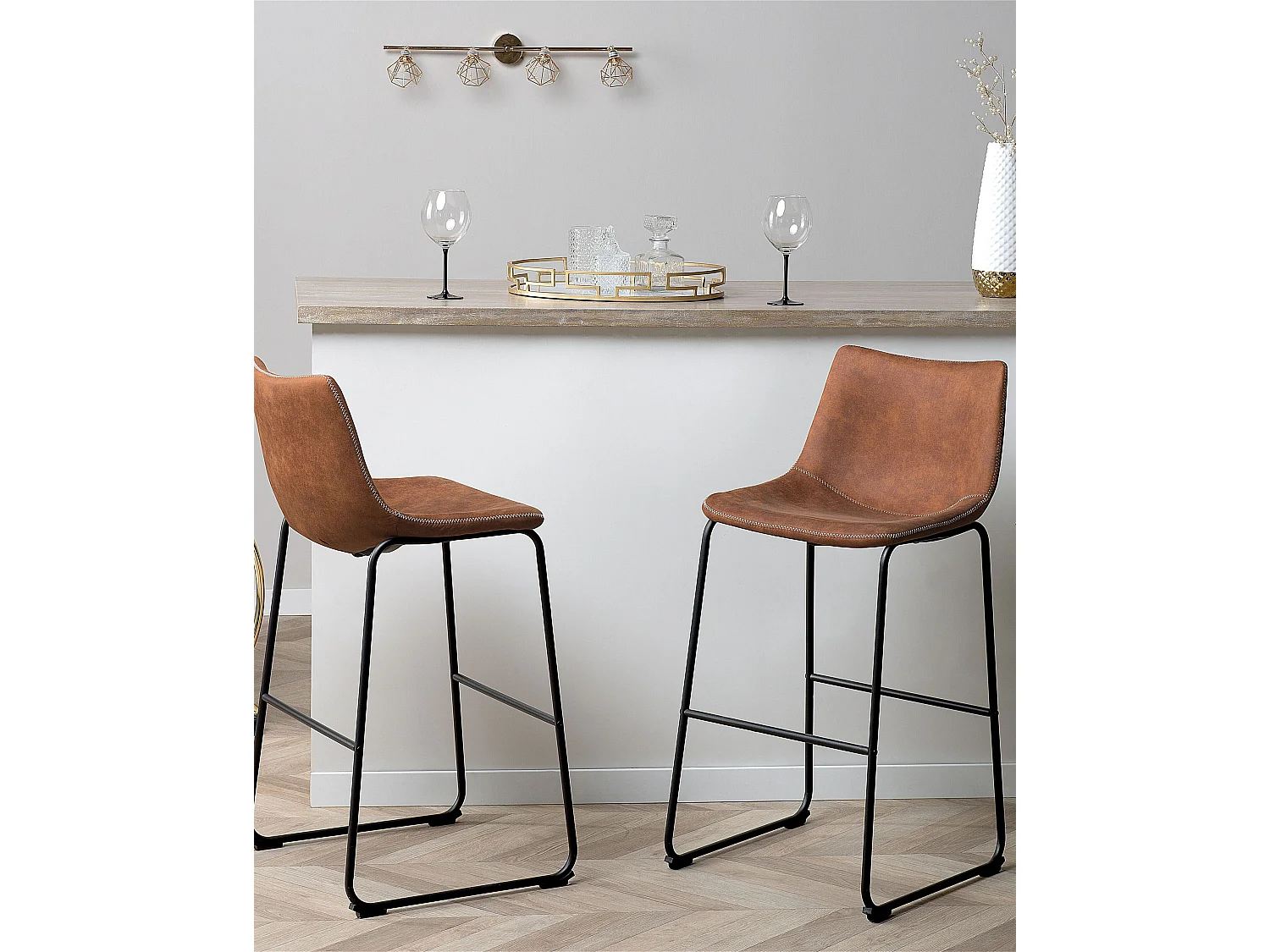 Lot de 2 chaises de bar FRANKS Marron doré