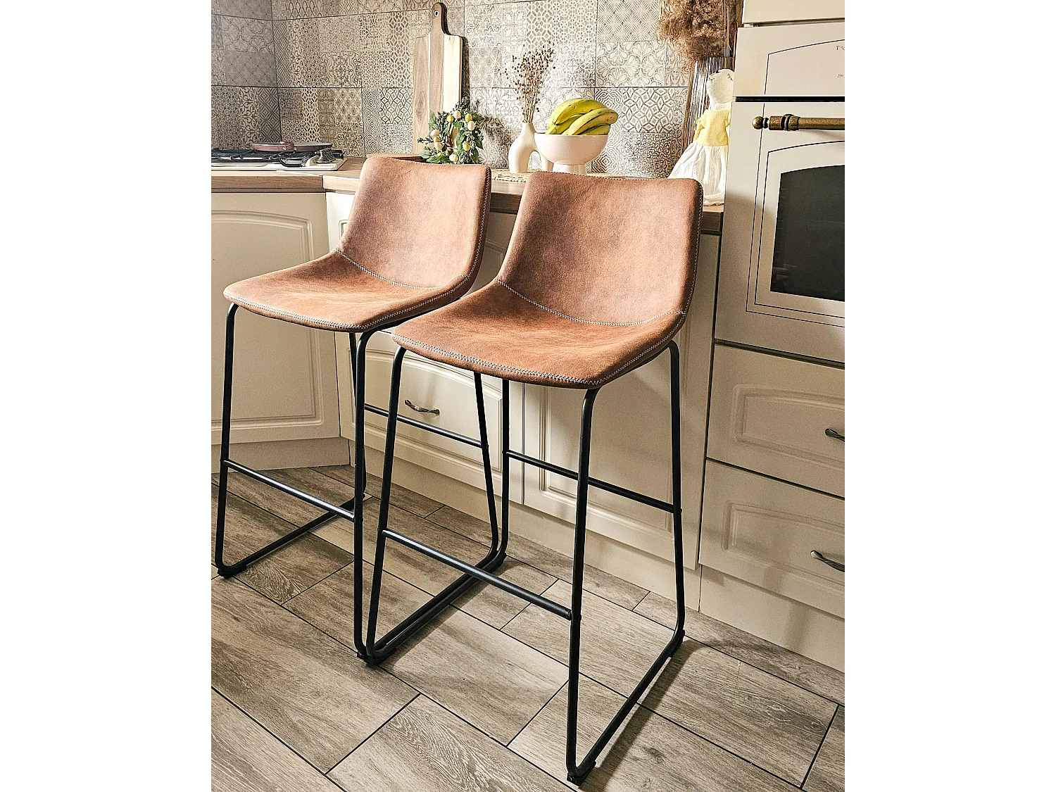 Set di 2 sedie alte FRANKS Marrone dorato