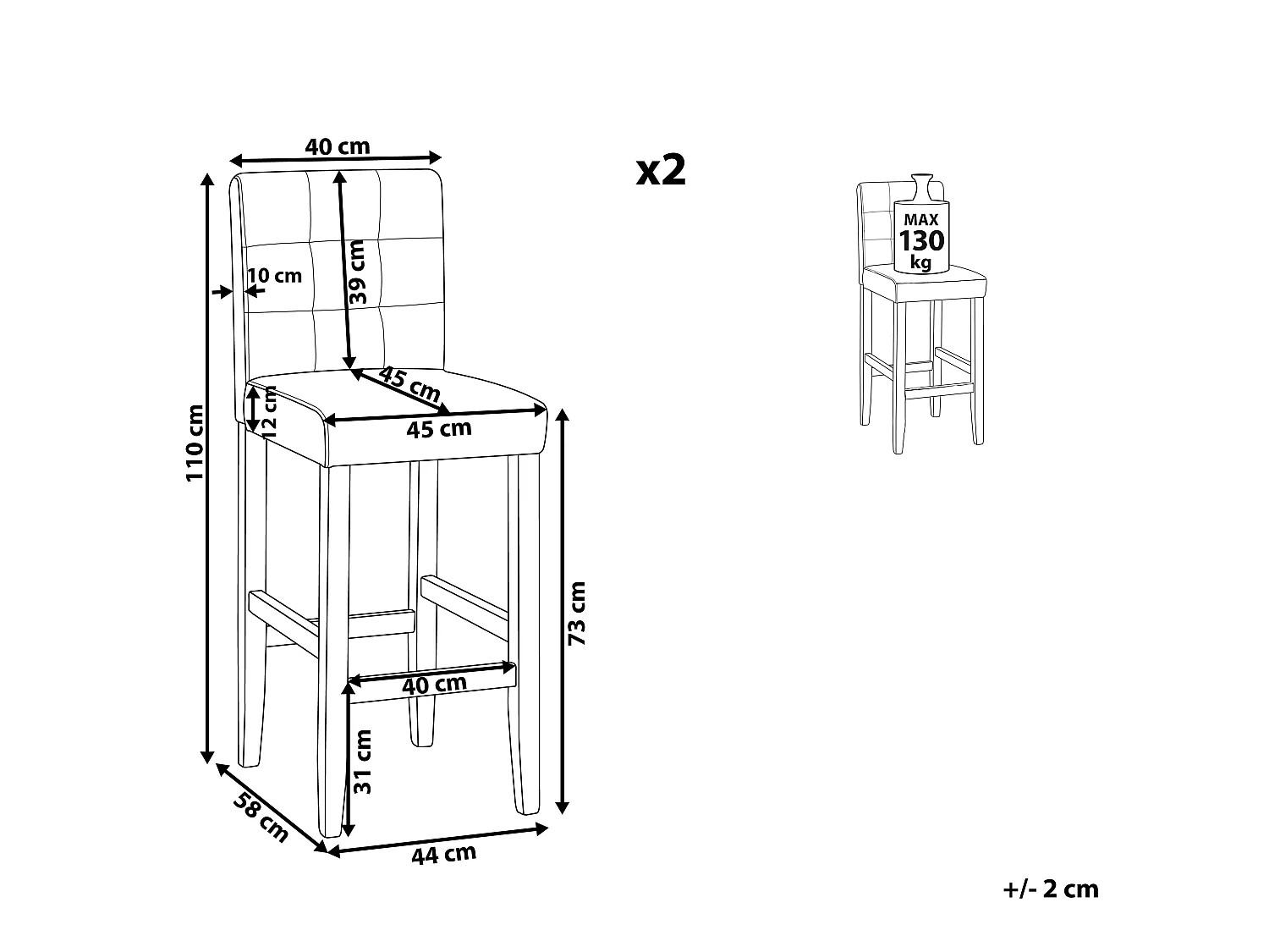 Set van 2 barstoelen MADISON Kunstleer Bruin