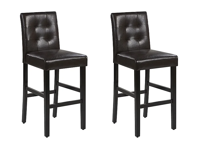 Lot de 2 chaises de bar MADISON Cuir PU Marron