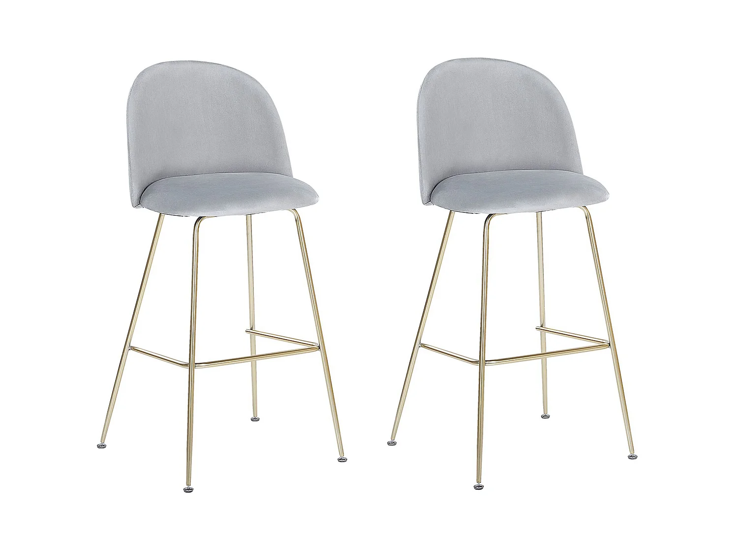 Conjunto de 2 bancos de bar ARCOLA Veludo Cinzento claro