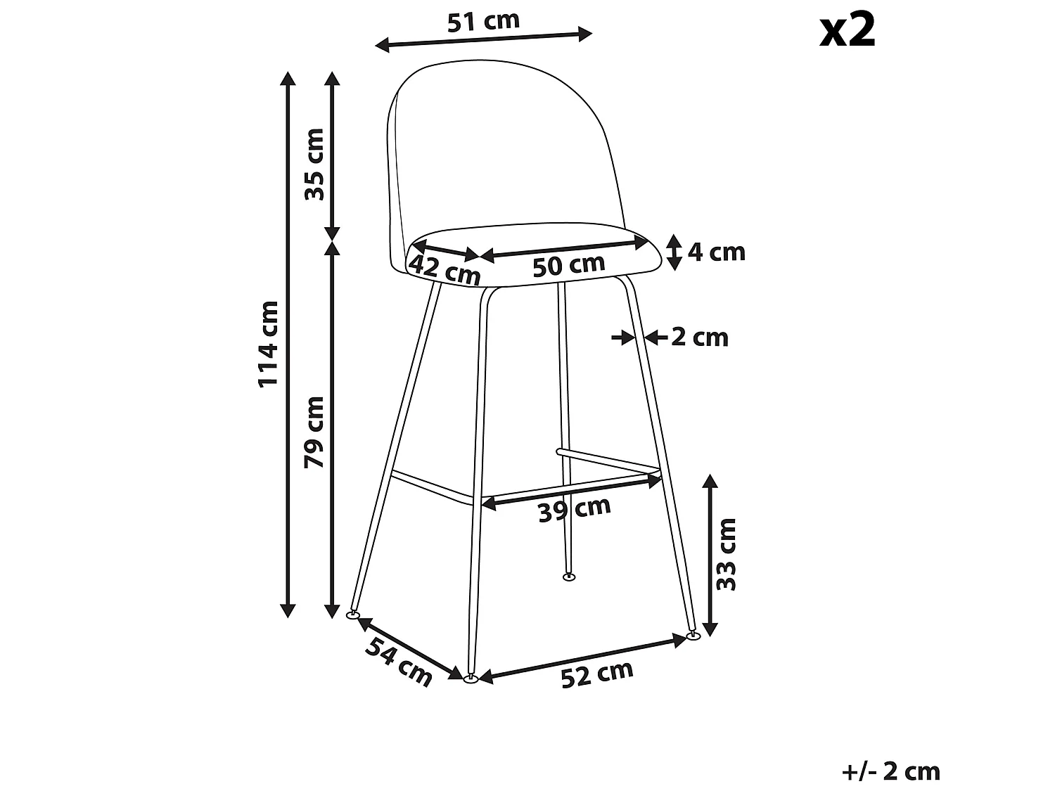 Conjunto de 2 bancos de bar ARCOLA Veludo Cinzento claro