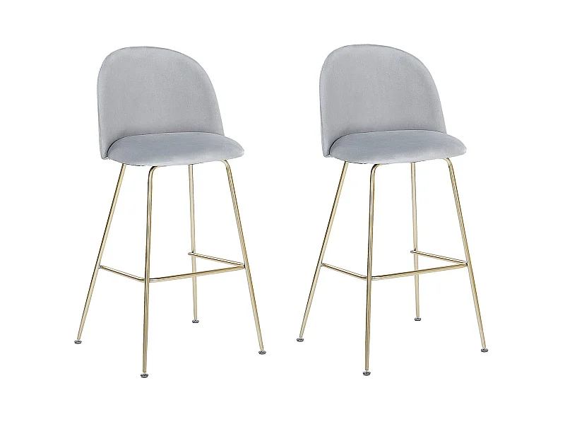 Set van 2 barstoelen ARCOLA Fluweel Lichtgrijs
