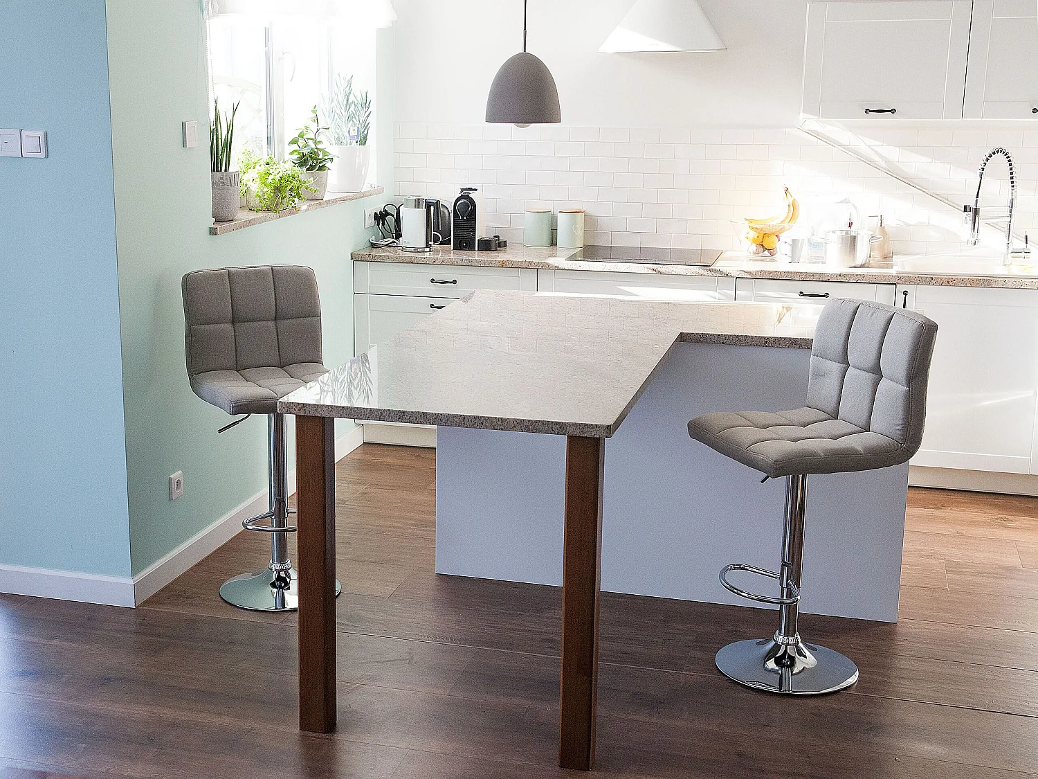 Set van 2 barstoelen MARION Draaibaar Lichtbeige