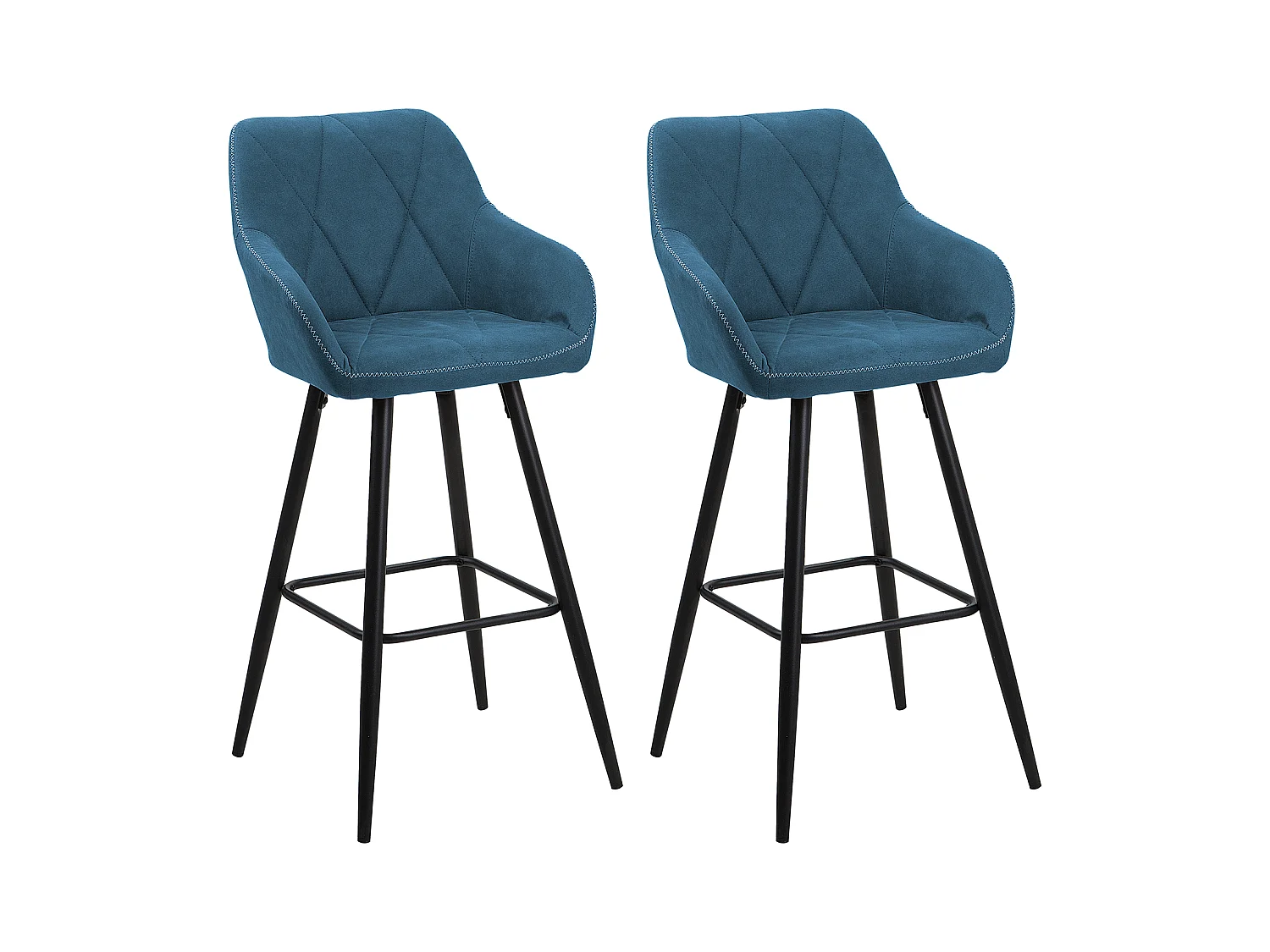 Barstuhl 2er Set Seeblau in modernem Look Polsterbezug Barhocker Darien
