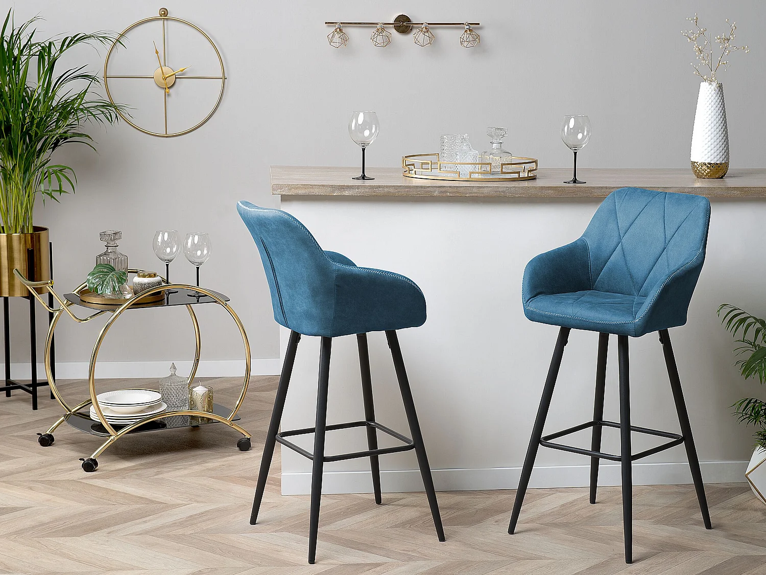 Lot de 2 chaises de bar DARIEN Bleu azur
