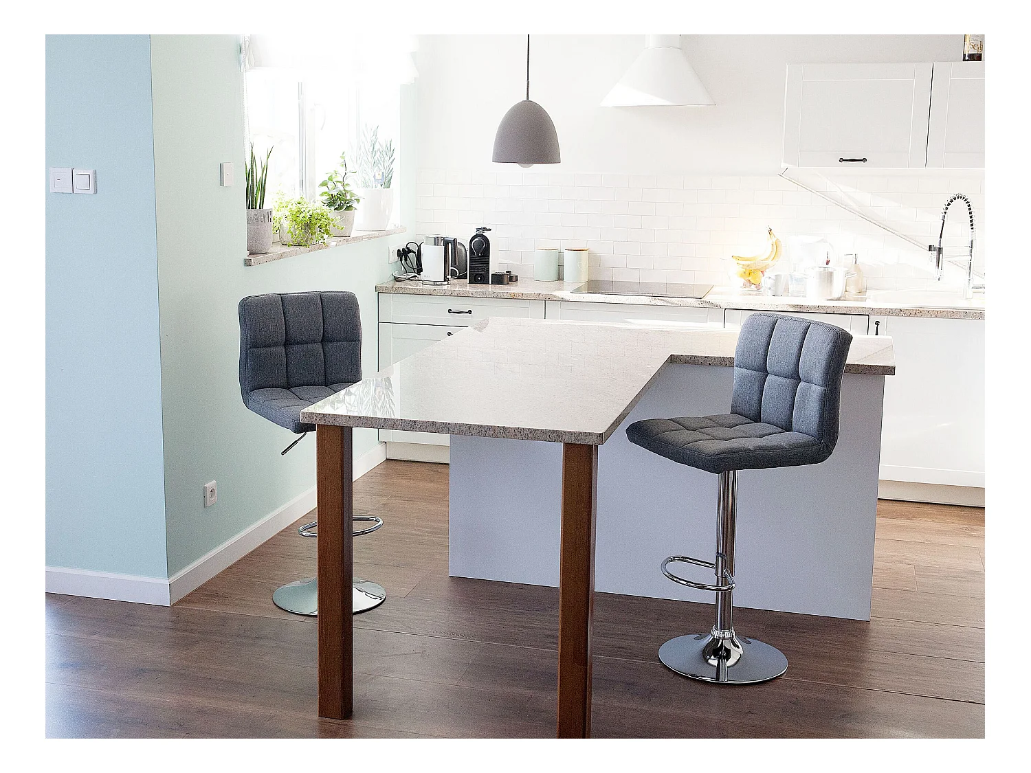 Lot de 2 chaises de bar MARION Gris clair