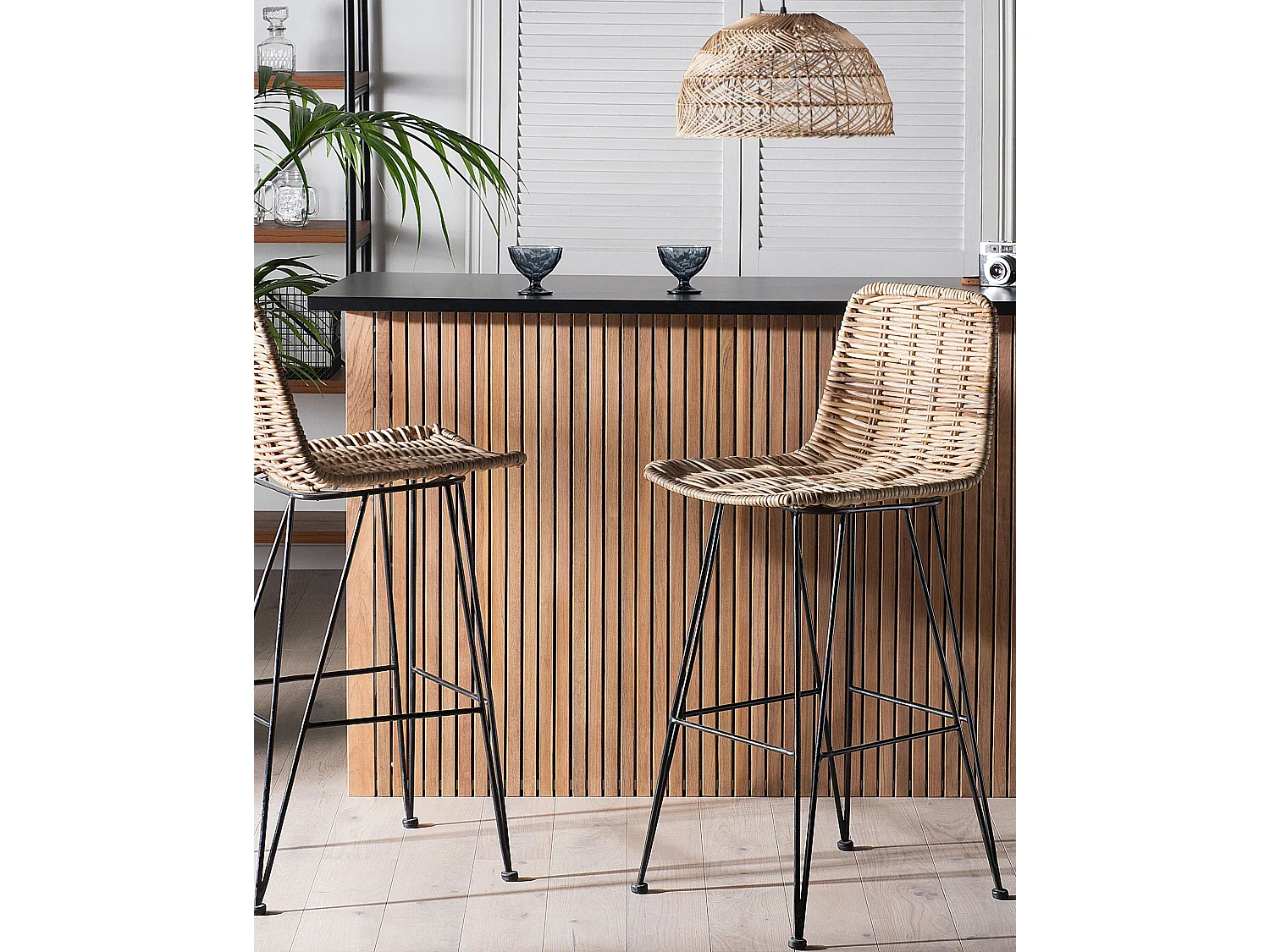 Set di 2 sedie alte CASSITA Rattan Naturale