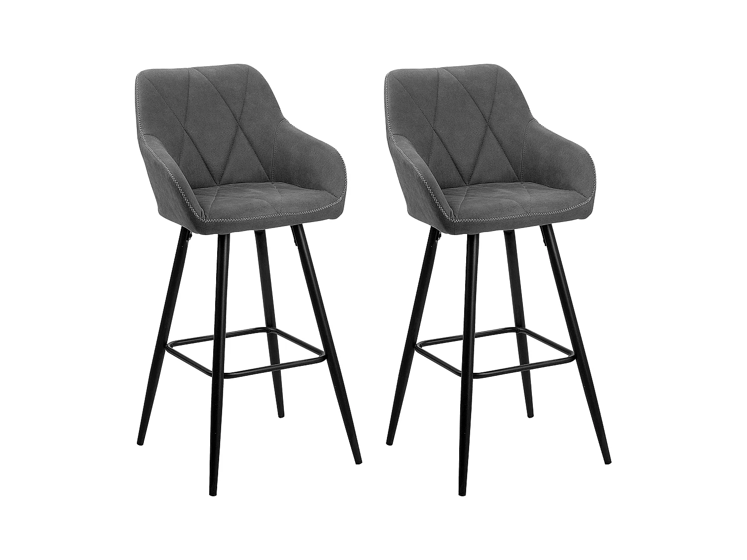 Barstuhl 2er Set Grau in modernem Look Polsterbezug Barhocker Darien