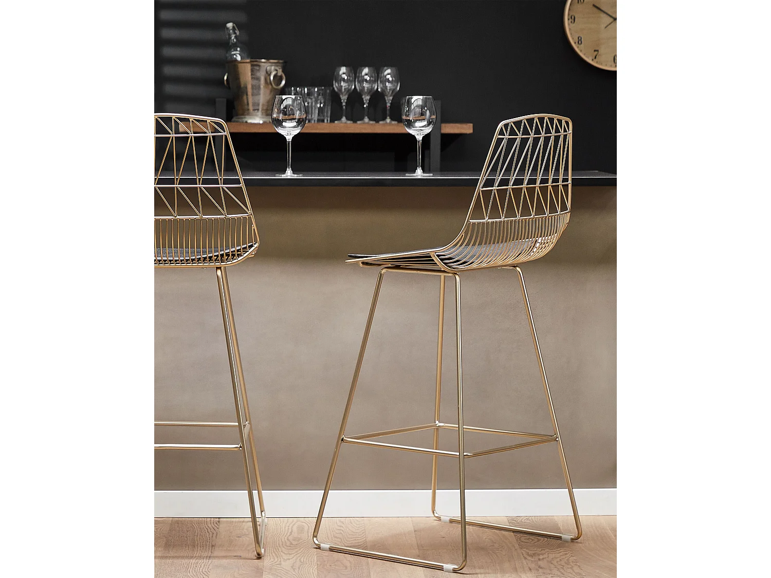Lot de 2 chaises de bar PRESTON Métal Doré