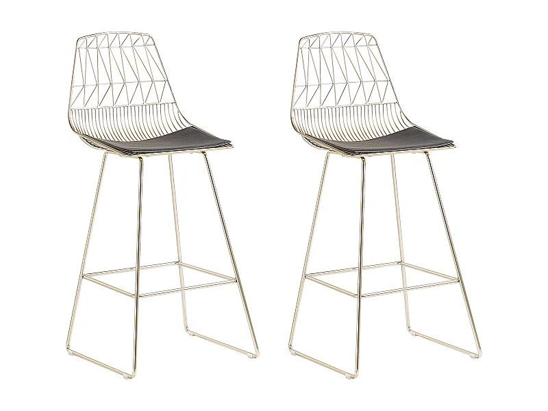 Conjunto de 2 sillas de bar PRESTON Metal Dorado