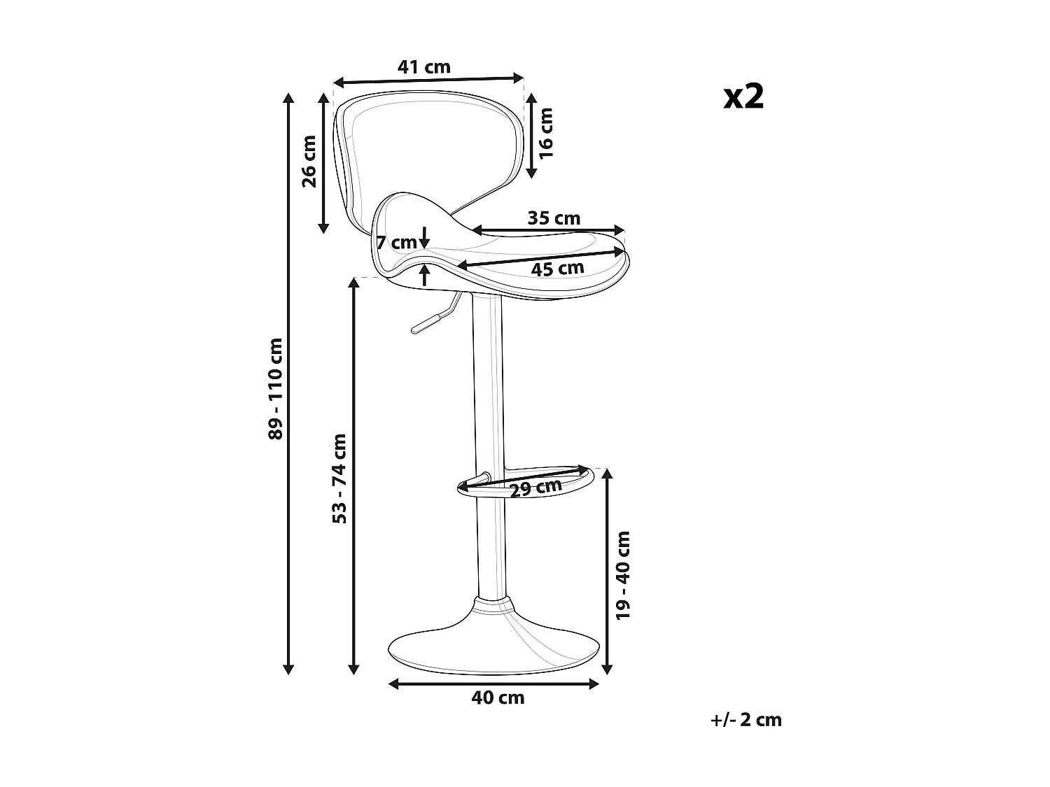 Set di 2 sedie alte CONWAY Pelle sintetica Nero