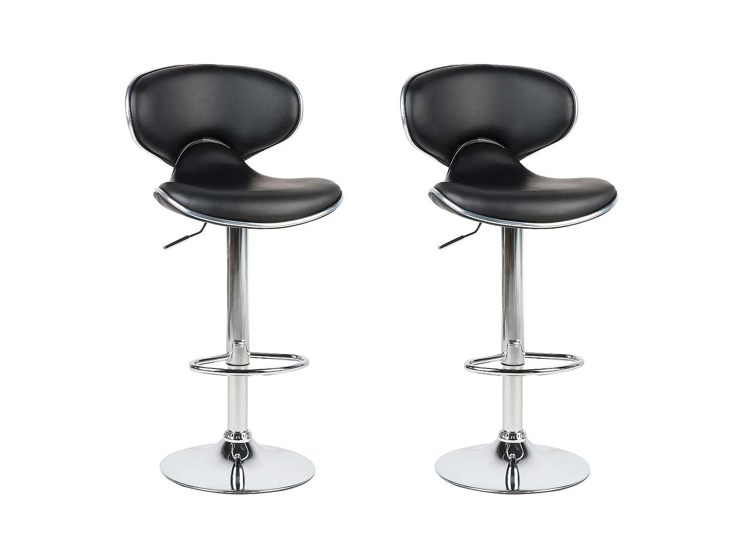 Lot de 2 chaises de bar CONWAY Cuir PU Noir