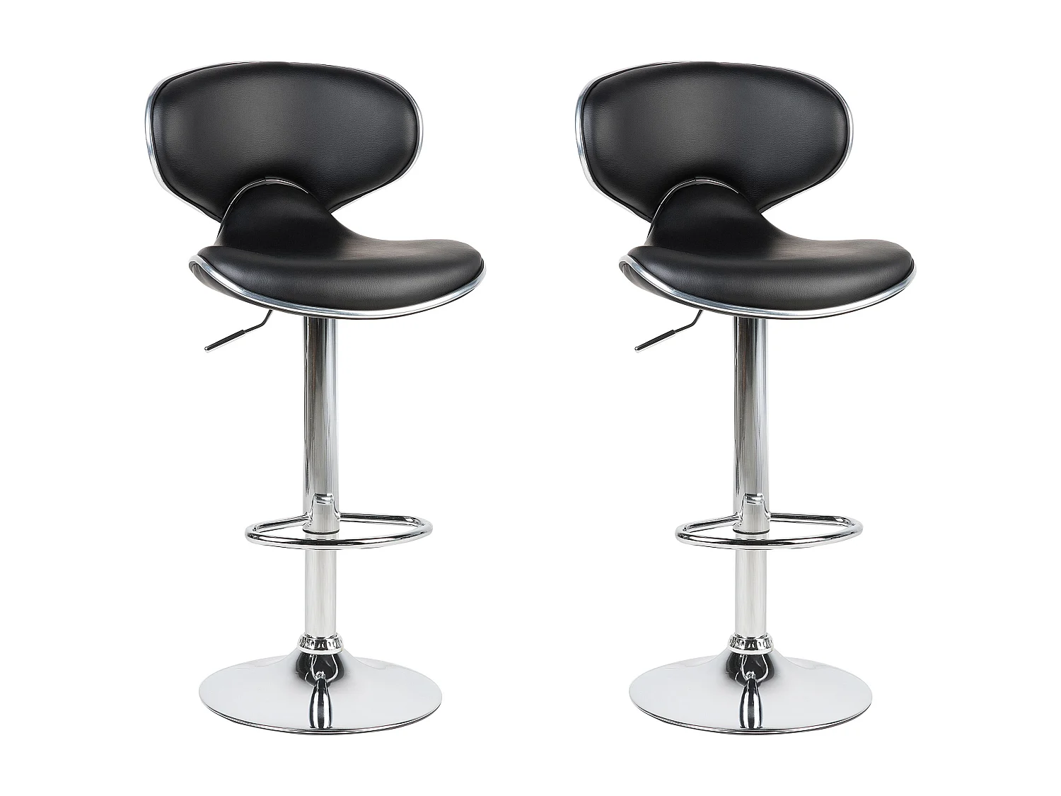 Lot de 2 chaises de bar CONWAY Cuir PU Noir