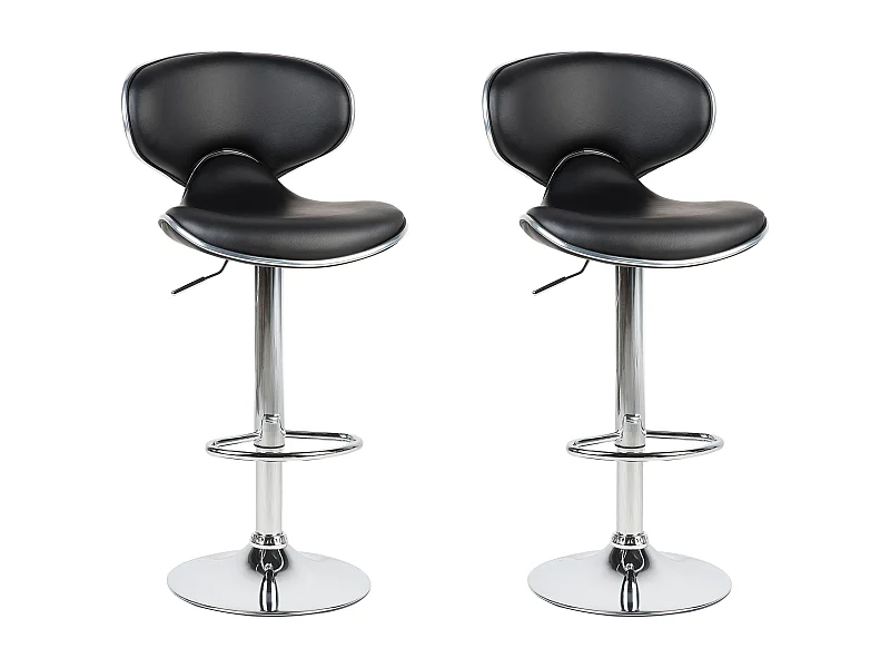 Lot de 2 chaises de bar CONWAY Cuir PU Noir