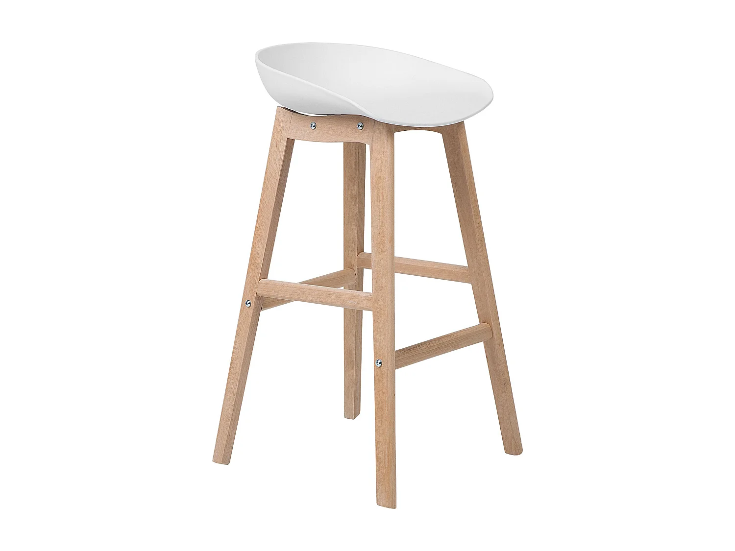 Barstuhl 2er Set weiß mit Holzbeinen Fußstütze Sitzhöhe 72 cm Micco