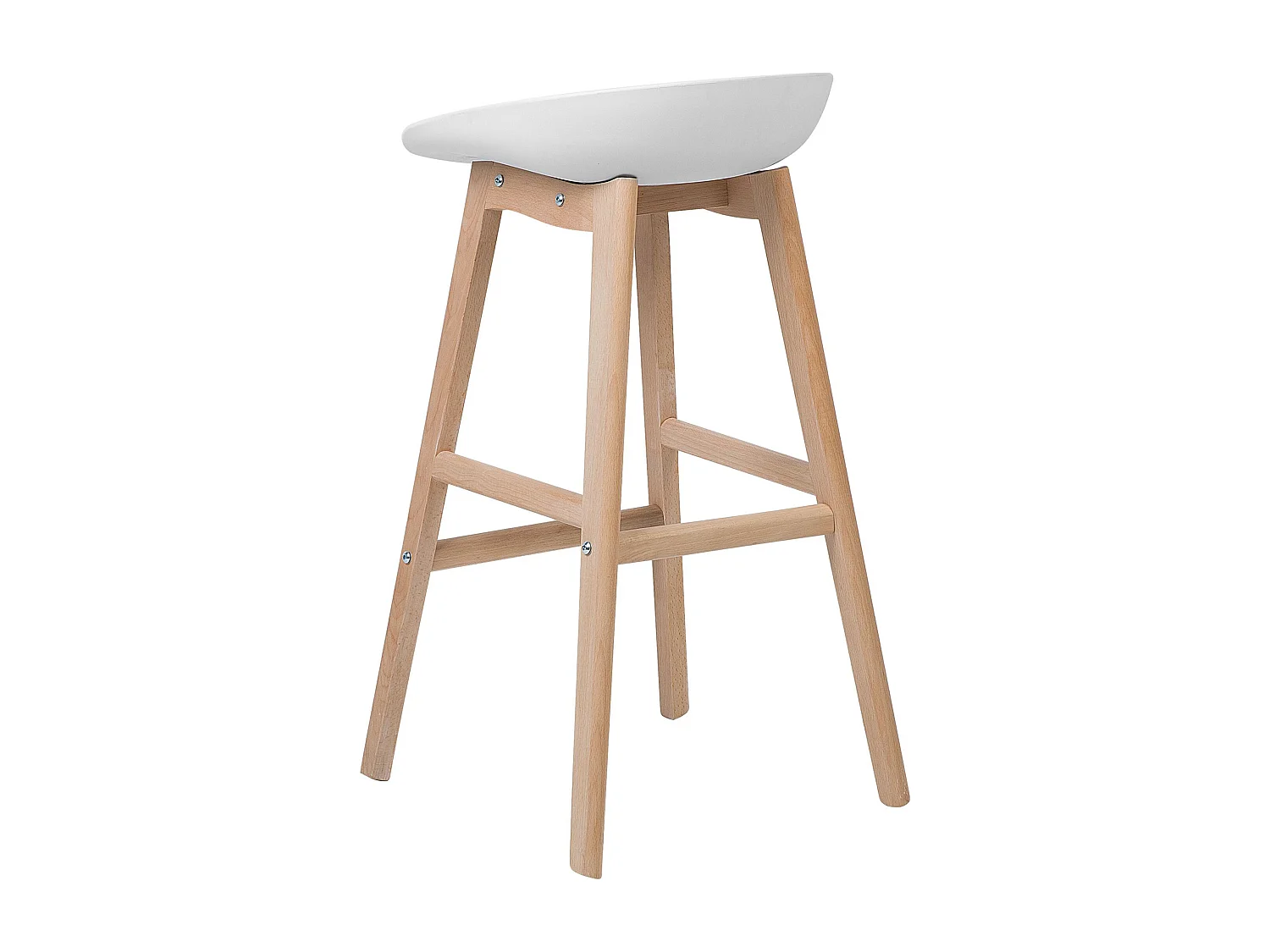 Barstuhl 2er Set weiß mit Holzbeinen Fußstütze Sitzhöhe 72 cm Micco