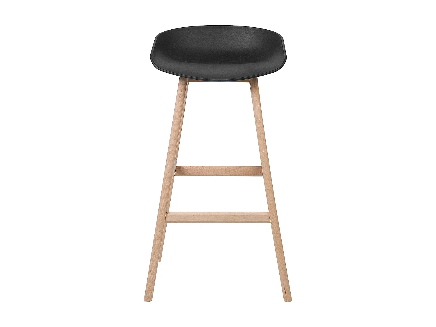 Barstuhl 2er Set schwarz mit Holzbeinen Fußstütze Sitzhöhe 72 cm Micco