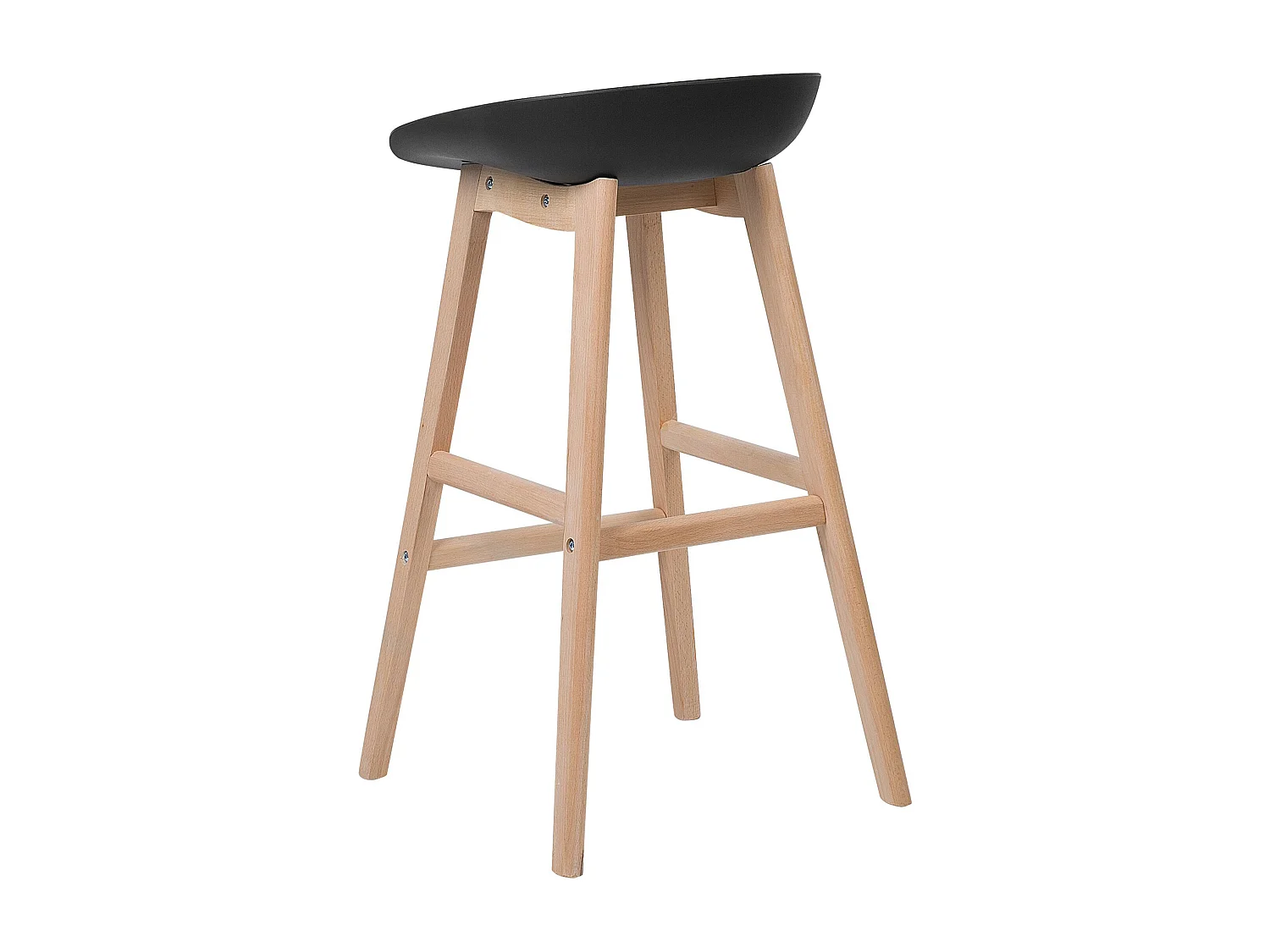 Barstuhl 2er Set schwarz mit Holzbeinen Fußstütze Sitzhöhe 72 cm Micco