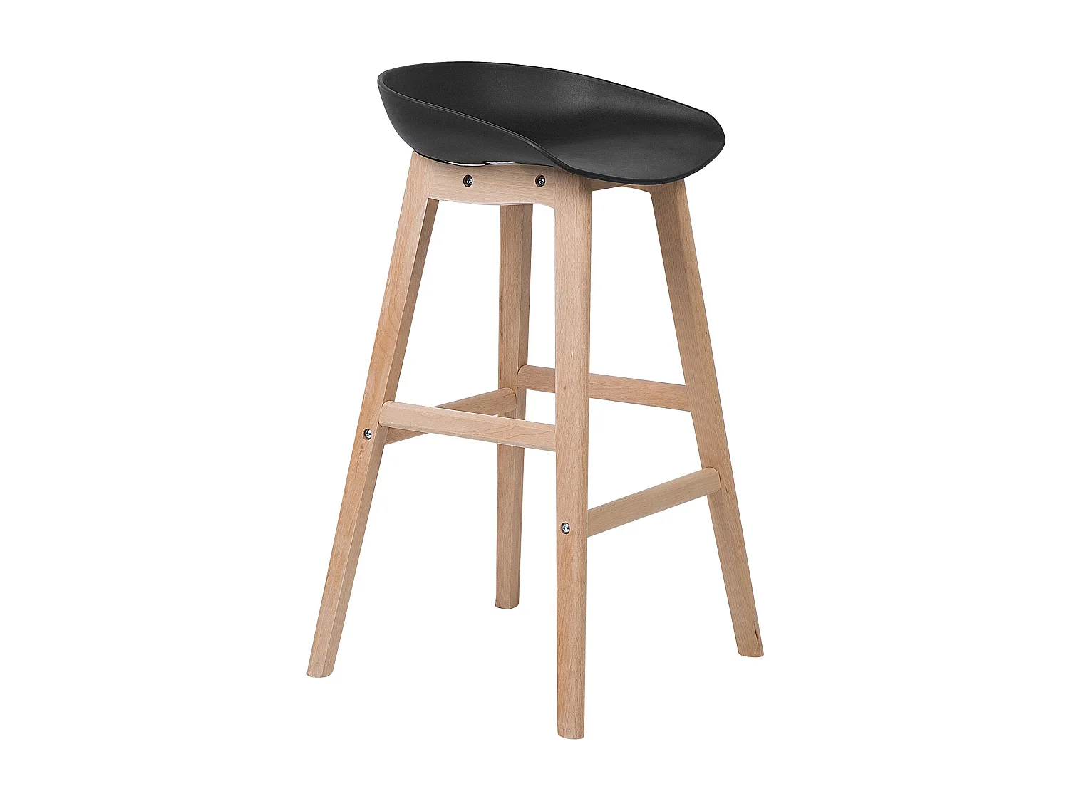 Barstuhl 2er Set schwarz mit Holzbeinen Fußstütze Sitzhöhe 72 cm Micco