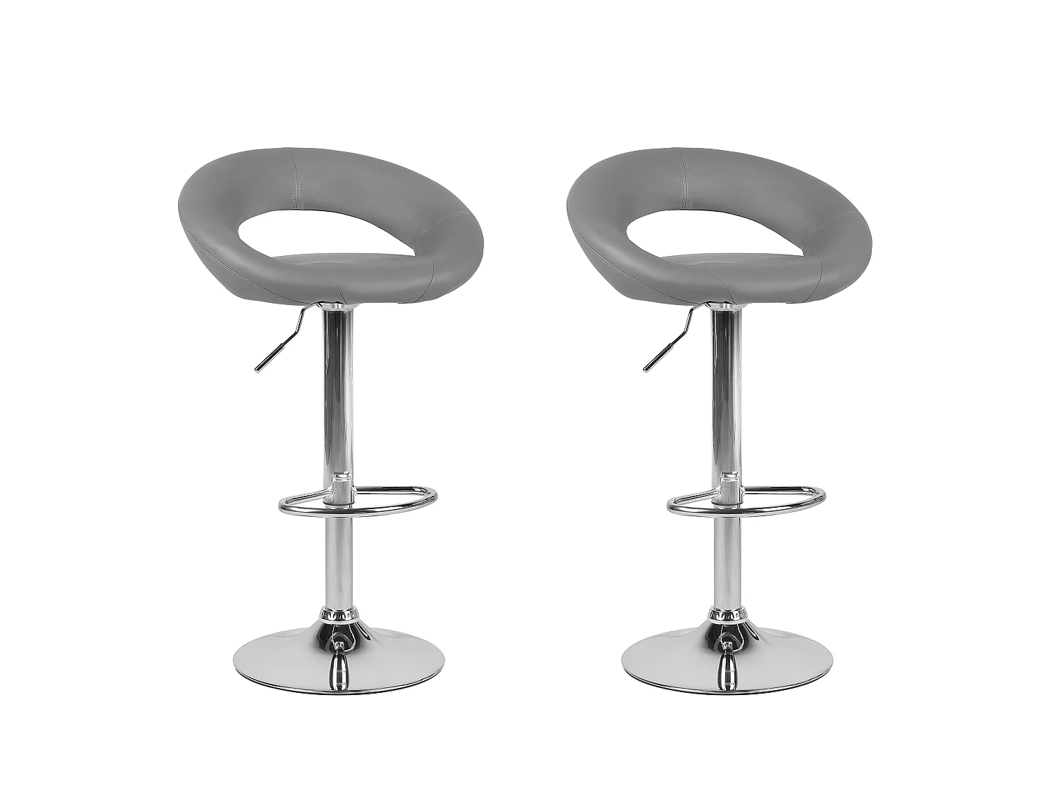 Lot de 2 chaises de bar PEORIA Cuir PU Gris