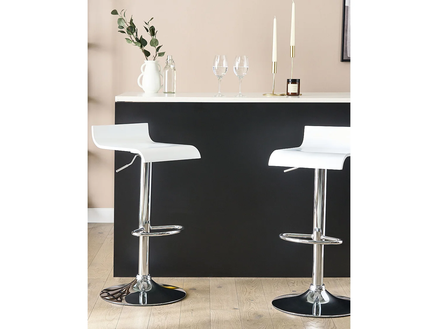 Lot de 2 chaises de bar VALENCIA Blanc