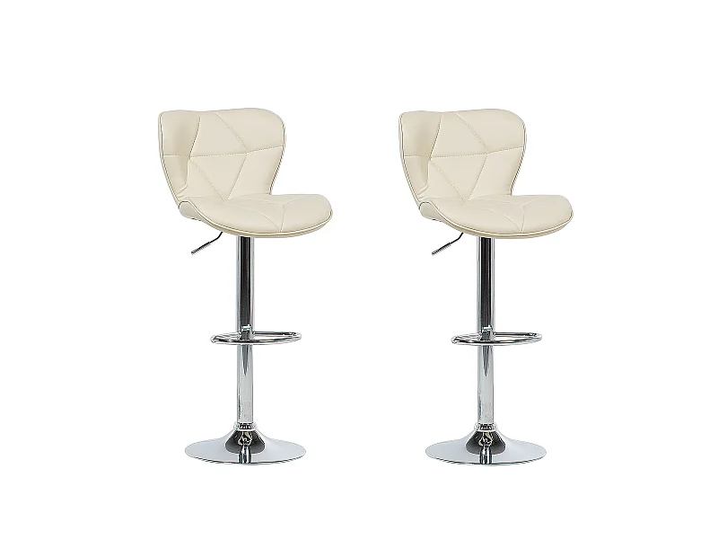 Lot de 2 chaises de bar VALETTA Cuir PU Beige clair