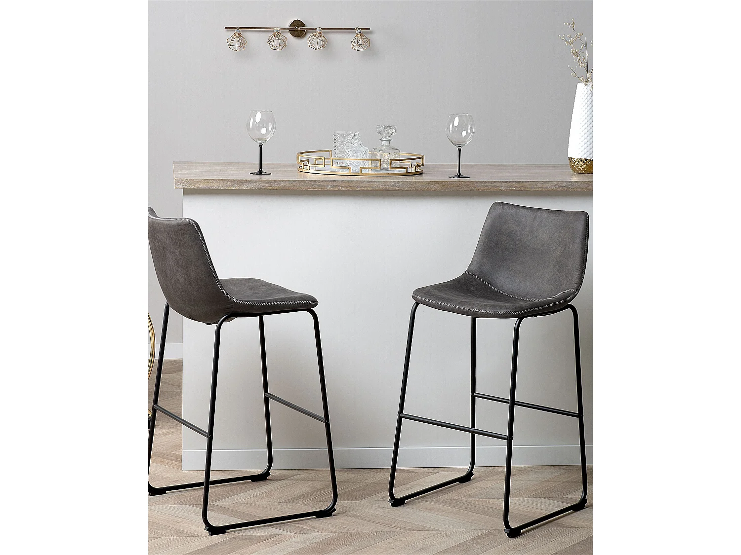 Lot de 2 chaises de bar FRANKS Gris