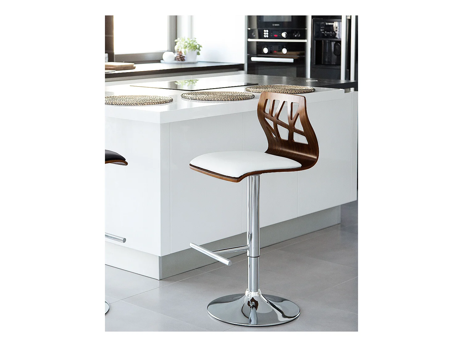Tabouret de bar PETERSBURG Cuir PU Blanc