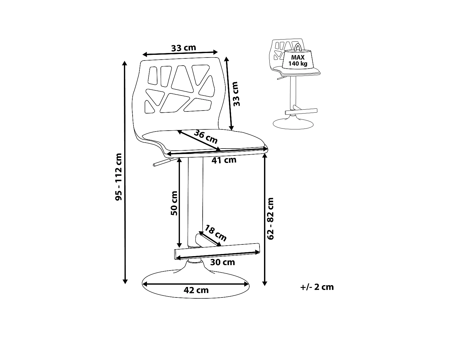Tabouret de bar PETERSBURG Cuir PU Blanc