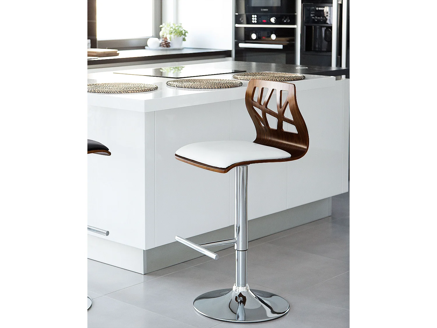 Barkruk PETERSBURG Kunstleer Wit