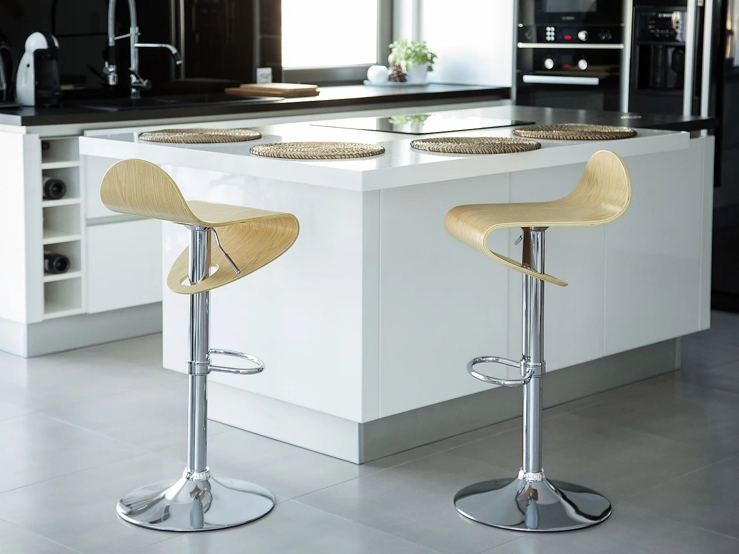 Tamborete rotativo Conjunto de 2 Castanho claro LIVERPOOL